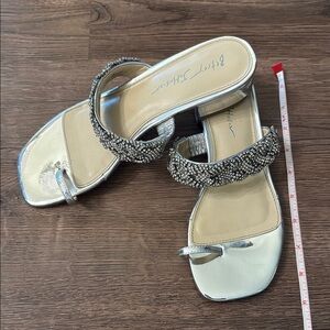 Betsey Johnson Silver and Rhinestone Sandals
